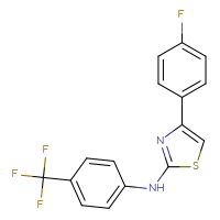 Chemical structure of 4-(4-fluorophenyl)-N-[4-(trifluoromethyl)phenyl]-1,3-thiazol-2-amine - CSSB21298174715