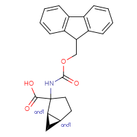 Chemical structure of rac-(1R,5S)-2-({[(9H-fluoren-9-yl)methoxy]carbonyl}amino)bicyclo[3.1.0]hexane-2-carboxylic acid - CSSB20620684498