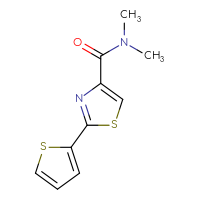Chemical structure of N,N-dimethyl-2-(thiophen-2-yl)-1,3-thiazole-4-carboxamide - CSSB00000229500