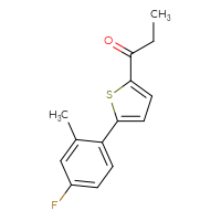 Chemical structure of 1-[5-(4-fluoro-2-methylphenyl)thiophen-2-yl]propan-1-one - CSSB00000322434