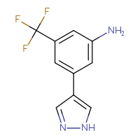 Chemical structure of 3-(1H-pyrazol-4-yl)-5-(trifluoromethyl)aniline - CSSB00102700074