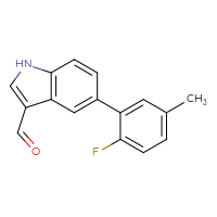 Chemical structure of 5-(2-fluoro-5-methylphenyl)-1H-indole-3-carbaldehyde - CSSB06593013000