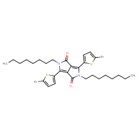 Chemical structure of 3,6-bis(5-bromothiophen-2-yl)-2,5-dioctyl-1H,2H,4H,5H-pyrrolo[3,4-c]pyrrole-1,4-dione - CSSB00016991179