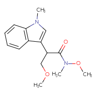Chemical structure of N,3-dimethoxy-N-methyl-2-(1-methyl-1H-indol-3-yl)propanamide - CSSB21151591388