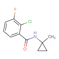 Chemical structure of 2-chloro-3-fluoro-N-(1-methylcyclopropyl)benzamide - CSSB01992289765