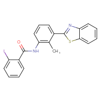 Chemical structure of N-[3-(1,3-benzothiazol-2-yl)-2-methylphenyl]-2-iodobenzamide - CSSB00121686995