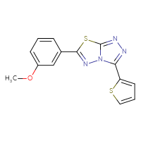 Chemical structure of 6-(3-methoxyphenyl)-3-(thiophen-2-yl)-[1,2,4]triazolo[3,4-b][1,3,4]thiadiazole - CSSB00121637433