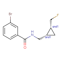 Chemical structure of rac-3-bromo-N-{[(1R,2S)-2-(fluoromethyl)cyclopropyl]methyl}benzamide - CSSB02145857323