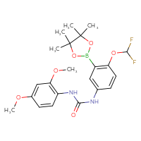 Chemical structure of 1-[4-(difluoromethoxy)-3-(4,4,5,5-tetramethyl-1,3,2-dioxaborolan-2-yl)phenyl]-3-(2,4-dimethoxyphenyl)urea - CSSB21332089907