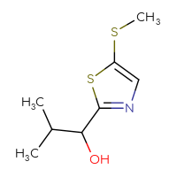 Chemical structure of 2-methyl-1-[5-(methylsulfanyl)-1,3-thiazol-2-yl]propan-1-ol - CSSB00024453363