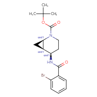 Chemical structure of rac-tert-butyl (1R,5R,6R)-5-(2-bromobenzamido)-2-azabicyclo[4.1.0]heptane-2-carboxylate - CSSB03611451315