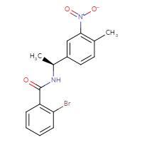 Chemical structure of 2-bromo-N-[(1S)-1-(4-methyl-3-nitrophenyl)ethyl]benzamide - CSSB21432548830