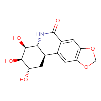 Chemical structure of (2S,3R,4S,4aR,11bR)-2,3,4-trihydroxy-1H,2H,3H,4H,4aH,5H,6H,9H,11bH-[1,3]dioxolo[4,5-j]phenanthridin-6-one - CSSB14929136842