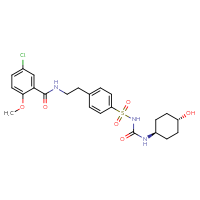 Chemical structure of 5-chloro-2-methoxy-N-(2-{4-[({[(1r,4r)-4-hydroxycyclohexyl]carbamoyl}amino)sulfonyl]phenyl}ethyl)benzamide - CSSB00116207934