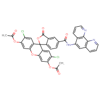 Chemical structure of 3'-(acetyloxy)-2',7'-dichloro-3-oxo-5-[(1,10-phenanthrolin-5-yl)carbamoyl]-3H-spiro[2-benzofuran-1,9'-xanthen]-6'-yl acetate - CSSB02515432578