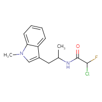 Chemical structure of 2-chloro-2-fluoro-N-[1-(1-methyl-1H-indol-3-yl)propan-2-yl]acetamide - CSSB21314826036