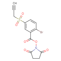 Chemical structure of 2,5-dioxopyrrolidin-1-yl 2-bromo-5-(prop-2-yne-1-sulfonyl)benzoate - CSSB20269912392