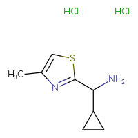Chemical structure of 1-cyclopropyl-1-(4-methyl-1,3-thiazol-2-yl)methanamine dihydrochloride - CSSB21332079898