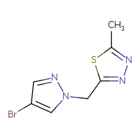 Chemical structure of 2-[(4-bromo-1H-pyrazol-1-yl)methyl]-5-methyl-1,3,4-thiadiazole - CSSB00015218561