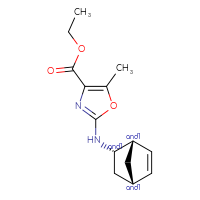 Chemical structure of rac-ethyl 2-{[(1R,2R,4R)-bicyclo[2.2.1]hept-5-en-2-yl]amino}-5-methyl-1,3-oxazole-4-carboxylate - CSSB21495854660