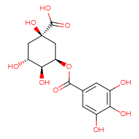 Chemical structure of (1R,3R,4S,5R)-1,3,4-trihydroxy-5-(3,4,5-trihydroxybenzoyloxy)cyclohexane-1-carboxylic acid - CSSB00159262462