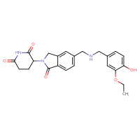 Chemical structure of 3-[5-({[(3-ethoxy-4-hydroxyphenyl)methyl]amino}methyl)-1-oxo-2,3-dihydro-1H-isoindol-2-yl]piperidine-2,6-dione - CSSB06700992422