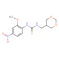 Chemical structure of 1-[(1,3-dioxan-5-yl)methyl]-3-(2-methoxy-4-nitrophenyl)thiourea - CSSB21432495133