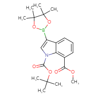 Chemical structure of 1-tert-butyl 7-methyl 3-(4,4,5,5-tetramethyl-1,3,2-dioxaborolan-2-yl)-1H-indole-1,7-dicarboxylate - CSSB00010223220