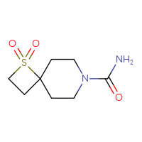 Chemical structure of 1,1-dioxo-1λ⁶-thia-7-azaspiro[3.5]nonane-7-carboxamide - CSSB04638388324