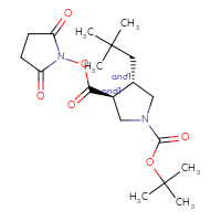 Chemical structure of rac-1-tert-butyl 3-(2,5-dioxopyrrolidin-1-yl) (3R,4R)-4-(2,2-dimethylpropyl)pyrrolidine-1,3-dicarboxylate - CSSB20270393315