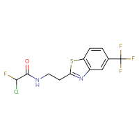 Chemical structure of 2-chloro-2-fluoro-N-{2-[5-(trifluoromethyl)-1,3-benzothiazol-2-yl]ethyl}acetamide - CSSB21332124685