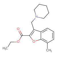 Chemical structure of ethyl 7-methyl-3-[(piperidin-1-yl)methyl]-1-benzofuran-2-carboxylate - CSSB00160352966