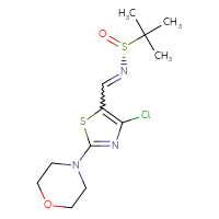 Chemical structure of (R)-N-{[4-chloro-2-(morpholin-4-yl)-1,3-thiazol-5-yl]methylidene}-2-methylpropane-2-sulfinamide - CSSB21331811480