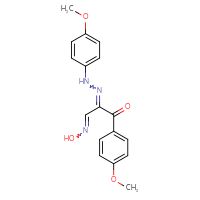 Chemical structure of 3-(N-hydroxyimino)-1-(4-methoxyphenyl)-2-[2-(4-methoxyphenyl)hydrazin-1-ylidene]propan-1-one - CSSB02125603690