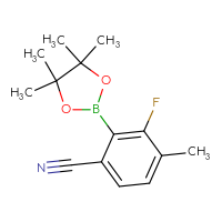 Chemical structure of 3-fluoro-4-methyl-2-(4,4,5,5-tetramethyl-1,3,2-dioxaborolan-2-yl)benzonitrile - CSSB06358807560