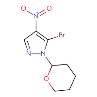 Chemical structure of 5-bromo-4-nitro-1-(oxan-2-yl)-1H-pyrazole - CSSB00010740204