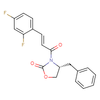 Chemical structure of (4R)-4-benzyl-3-[(2E)-3-(2,4-difluorophenyl)prop-2-enoyl]-1,3-oxazolidin-2-one - CSSB21253049468
