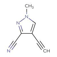 Chemical structure of 4-ethynyl-1-methyl-1H-pyrazole-3-carbonitrile - CSSB00160572335