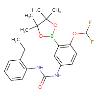 Chemical structure of 1-[4-(difluoromethoxy)-3-(4,4,5,5-tetramethyl-1,3,2-dioxaborolan-2-yl)phenyl]-3-(2-ethylphenyl)urea - CSSB21332045528