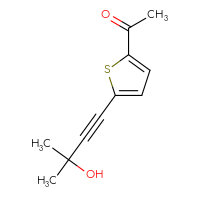 Chemical structure of 1-[5-(3-hydroxy-3-methylbut-1-yn-1-yl)thiophen-2-yl]ethan-1-one - CSSB00000023233