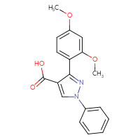 Chemical structure of 3-(2,4-dimethoxyphenyl)-1-phenyl-1H-pyrazole-4-carboxylic acid - CSSB00000687824