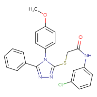 Chemical structure of N-(3-chlorophenyl)-2-{[4-(4-methoxyphenyl)-5-phenyl-4H-1,2,4-triazol-3-yl]sulfanyl}acetamide - CSSB00121698901