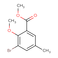 Chemical structure of methyl 3-bromo-2-methoxy-5-methylbenzoate - CSSB00010109264