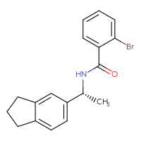 Chemical structure of 2-bromo-N-[(1R)-1-(2,3-dihydro-1H-inden-5-yl)ethyl]benzamide - CSSB02073963949