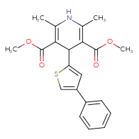 Chemical structure of 3,5-dimethyl 2,6-dimethyl-4-(4-phenylthiophen-2-yl)-1,4-dihydropyridine-3,5-dicarboxylate - CSSB14948315940