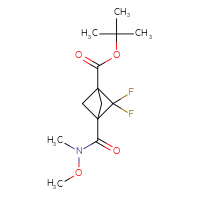 Chemical structure of tert-butyl 2,2-difluoro-3-[methoxy(methyl)carbamoyl]bicyclo[1.1.1]pentane-1-carboxylate - CSSB04835760052