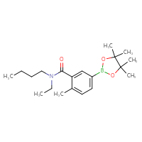 Chemical structure of N-butyl-N-ethyl-2-methyl-5-(4,4,5,5-tetramethyl-1,3,2-dioxaborolan-2-yl)benzamide - CSSB02533505992