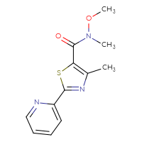 Chemical structure of N-methoxy-N,4-dimethyl-2-(pyridin-2-yl)-1,3-thiazole-5-carboxamide - CSSB00103842157