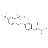 Chemical structure of (2E)-3-(4-{[2,4-bis(trifluoromethyl)phenyl]methoxy}-3-methoxyphenyl)-2-cyanoprop-2-enoic acid - CSSB00160522199