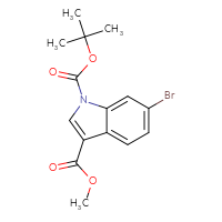 Chemical structure of 1-tert-butyl 3-methyl 6-bromo-1H-indole-1,3-dicarboxylate - CSSB02128998151
